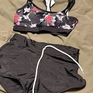 Floral Black Bikini Set